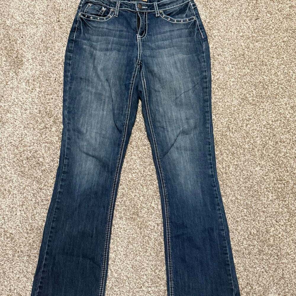 Earl Jean Rhinestone Bootcut Jeans, Women's Size 8 — Embellished Denim